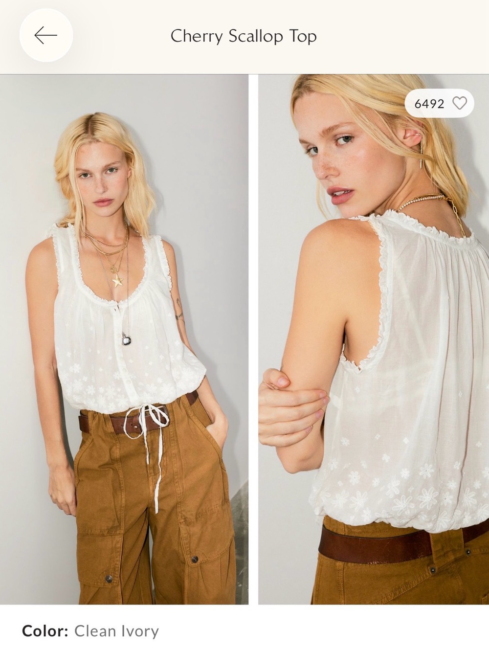 Free People Oversized Clean Ivory color Tank